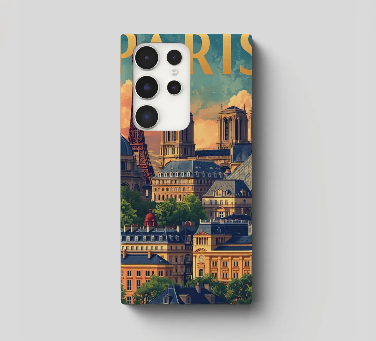 Pariser Stadtbild mit Eiffelturm und Notre Dame Samsung Hülle von DesignDoodle
