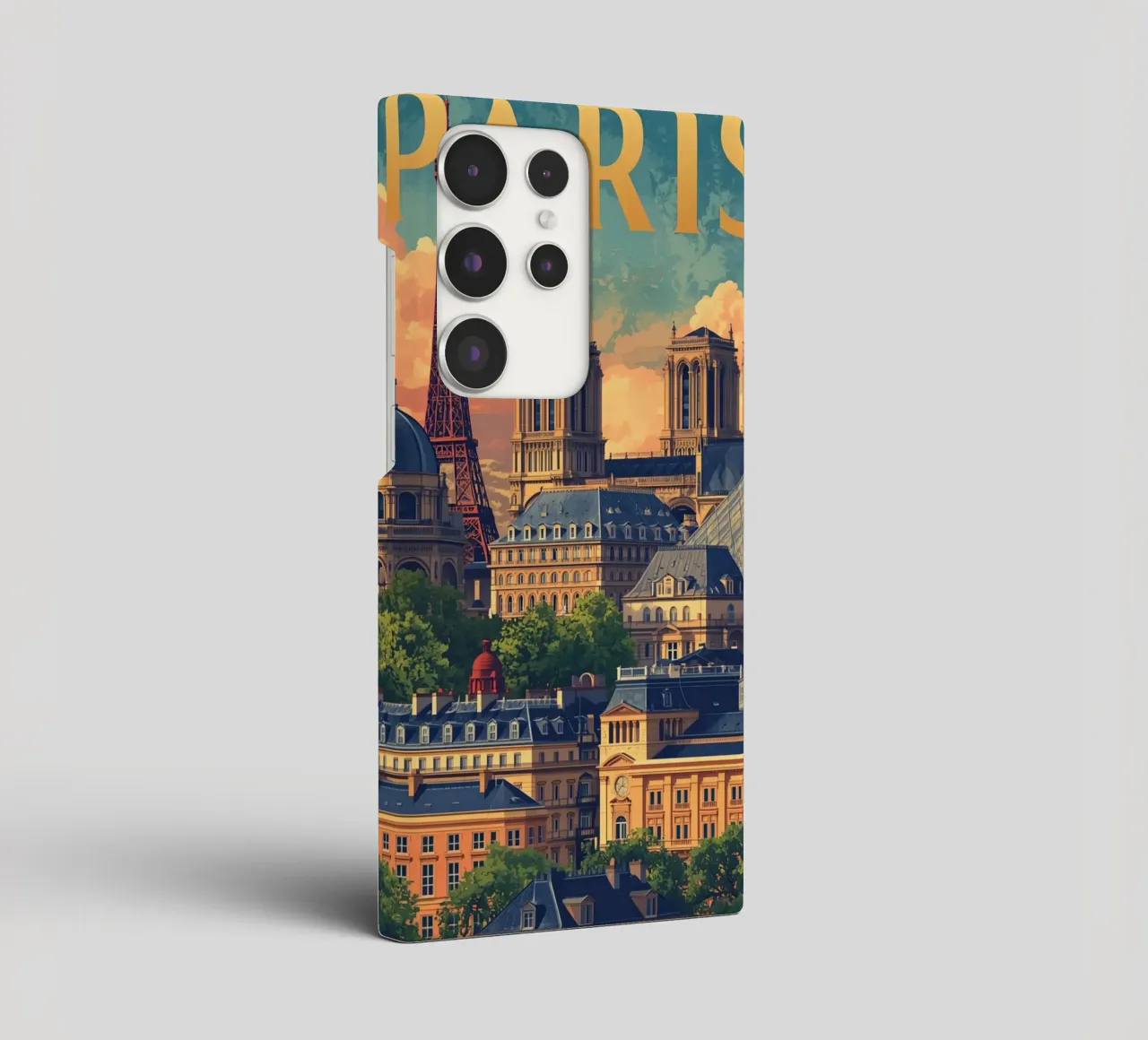Pariser Stadtbild mit Eiffelturm und Notre Dame Samsung Hülle von DesignDoodle