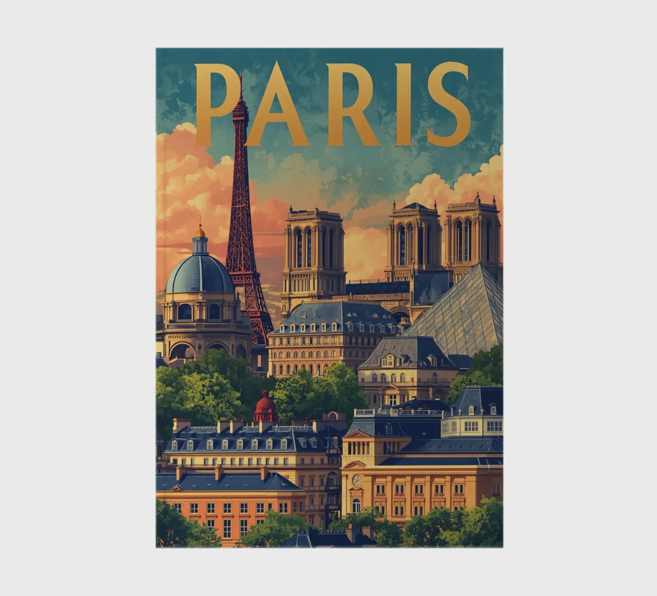 Paesaggio urbano di Parigi con Torre Eiffel e Notre Dame diario da DesignDoodle