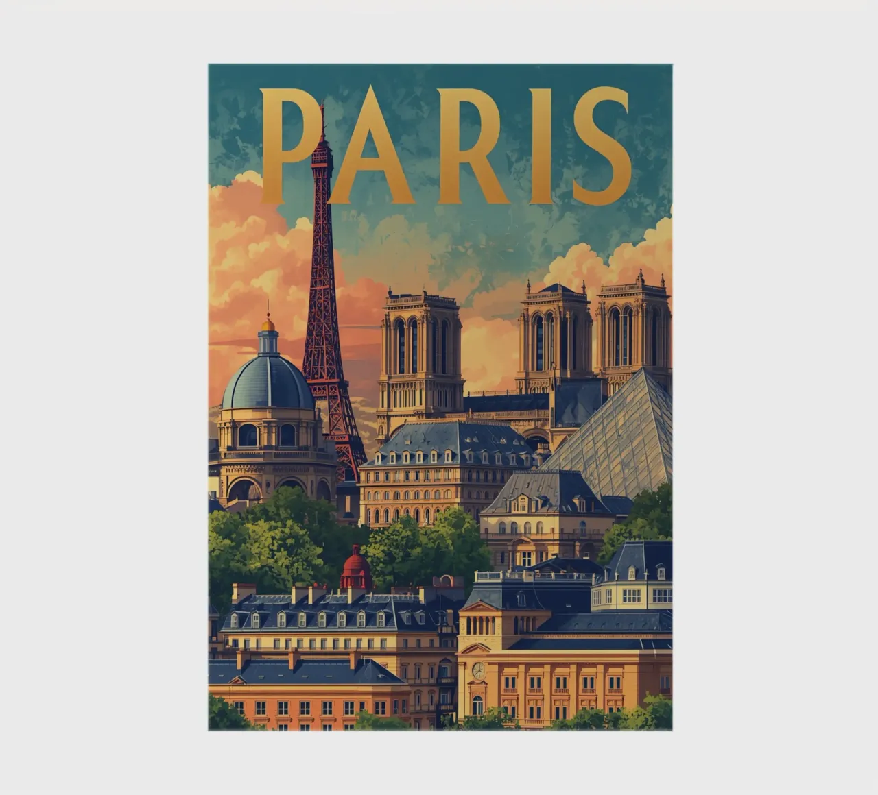 Paesaggio urbano di Parigi con Torre Eiffel e Notre Dame diario da DesignDoodle