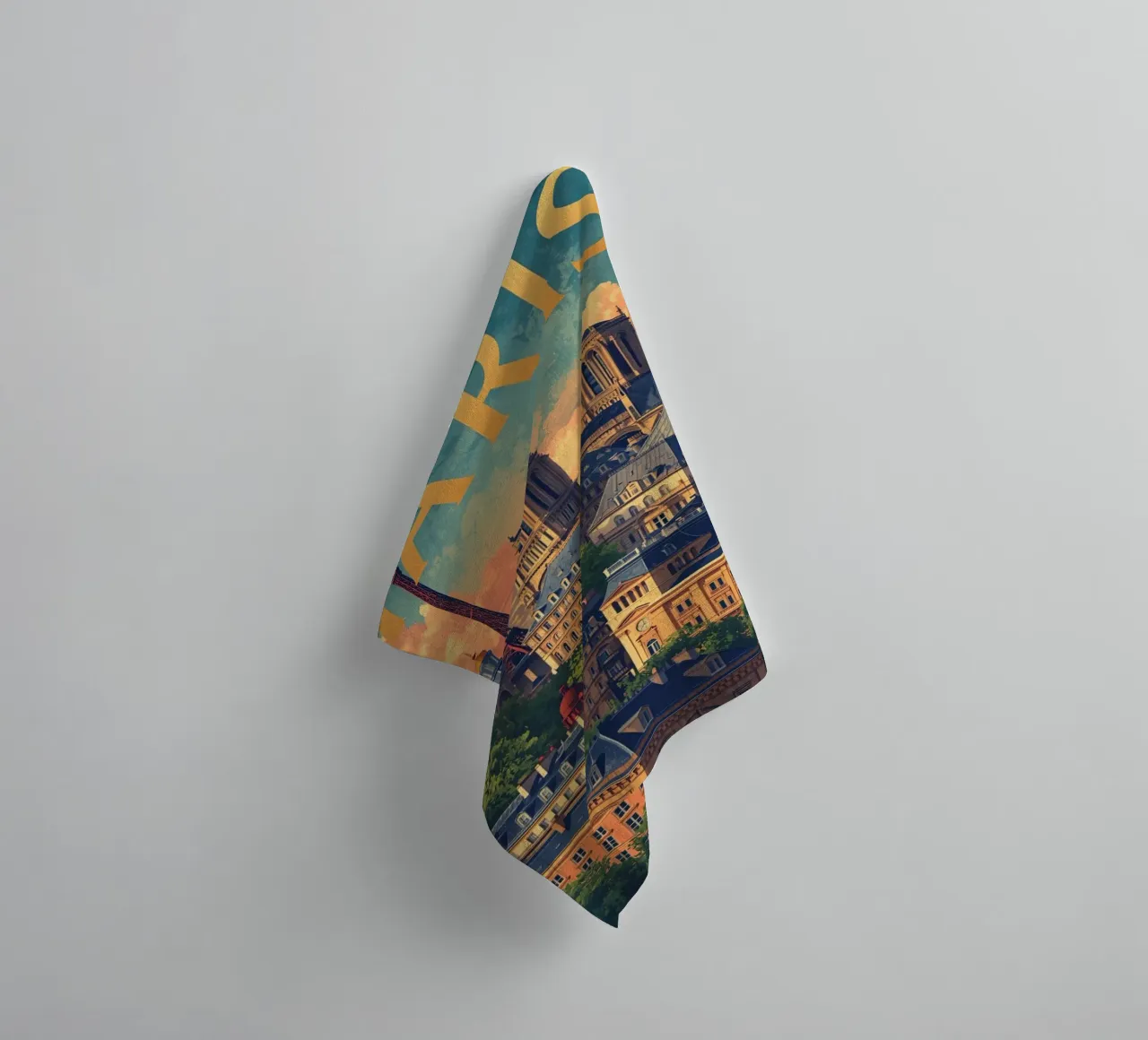 Pariser Stadtbild mit Eiffelturm und Notre Dame Handtuch von DesignDoodle