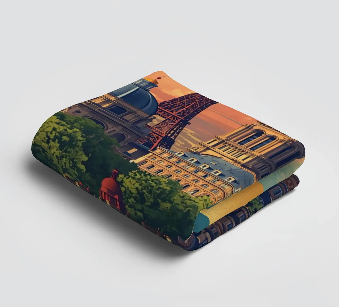 Paesaggio urbano di Parigi con Torre Eiffel e Notre Dame asciugamano da bagno da DesignDoodle