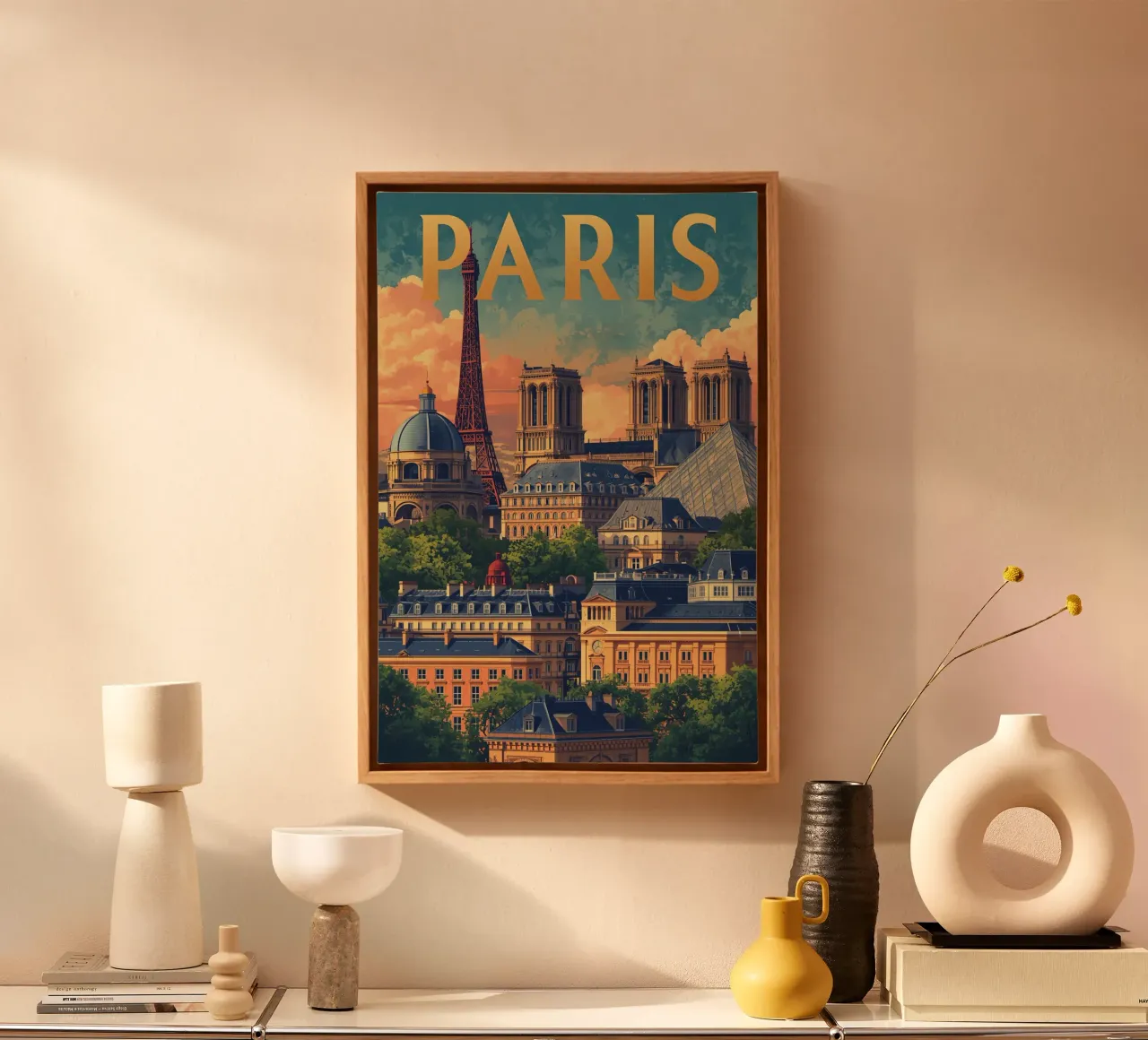 Parijs met Eiffeltoren en Notre Dame canvas van DesignDoodle