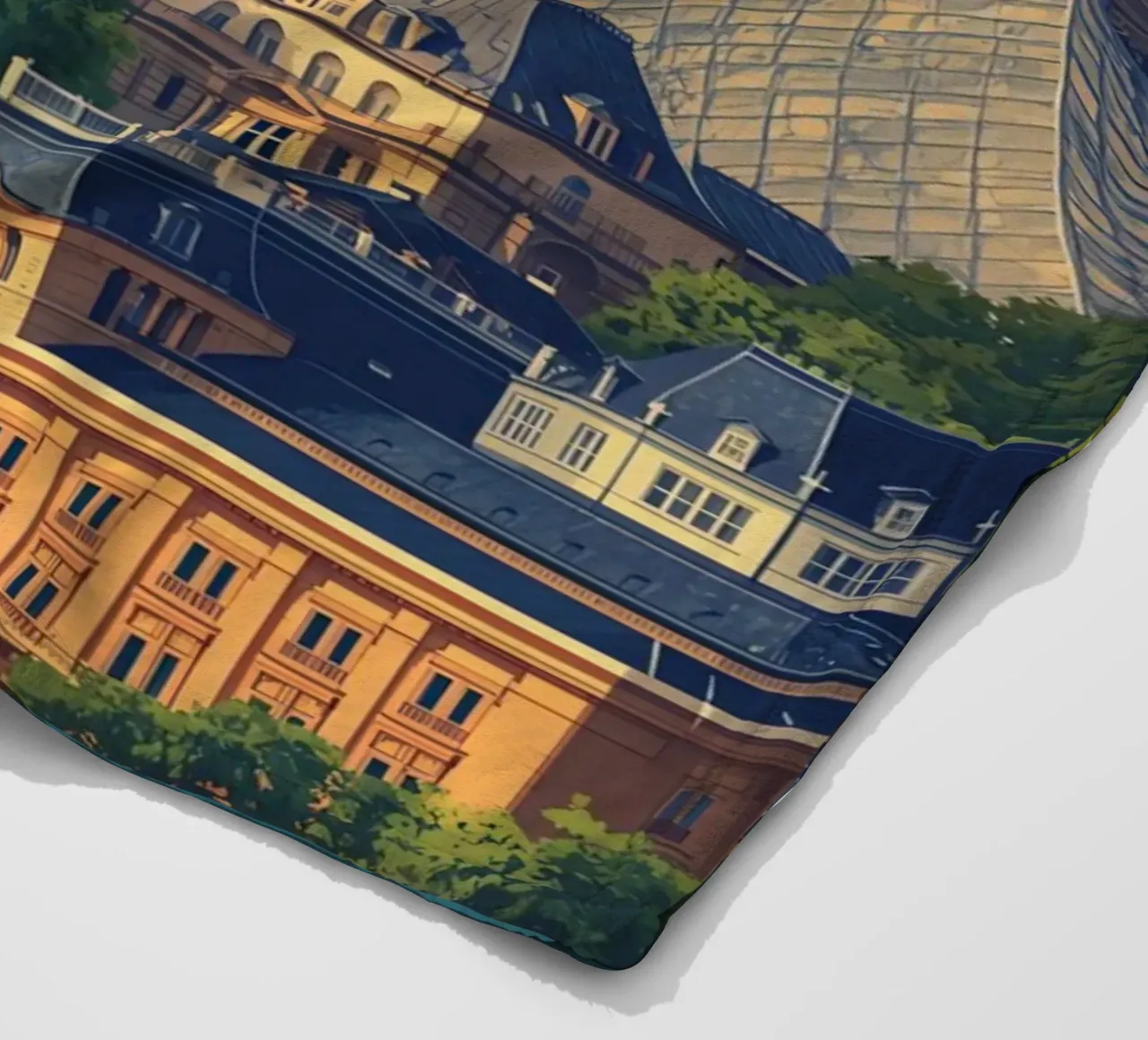 Paesaggio urbano di Parigi con Torre Eiffel e Notre Dame coperta in pile da DesignDoodle