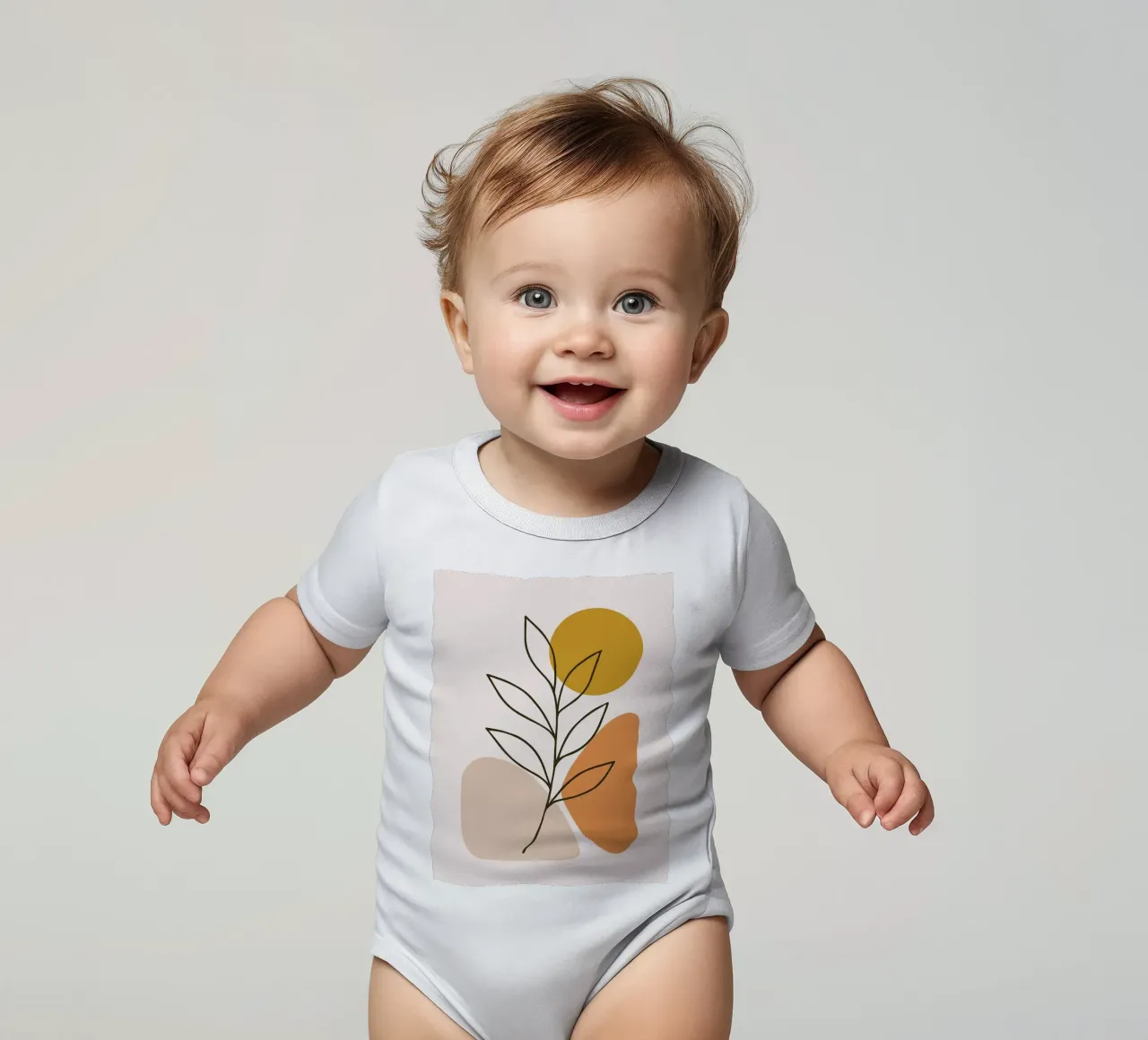 Minimalist Botanical Art with Geometric Shapes short-sleeve baby romper by PosterByFly