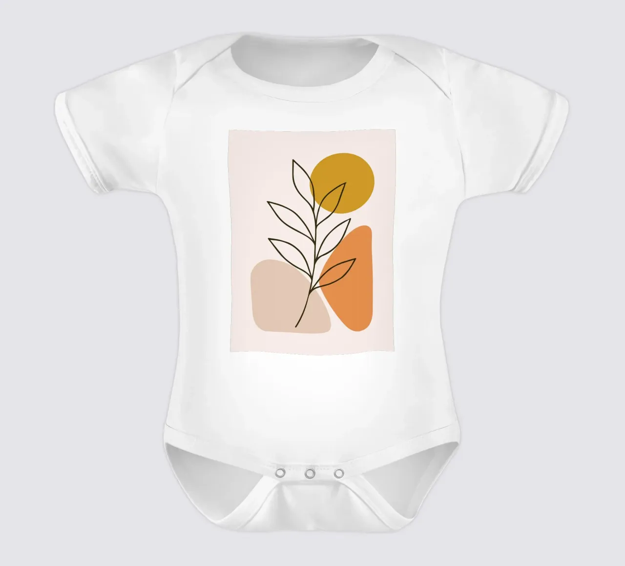 Minimalist Botanical Art with Geometric Shapes short-sleeve baby romper by PosterByFly
