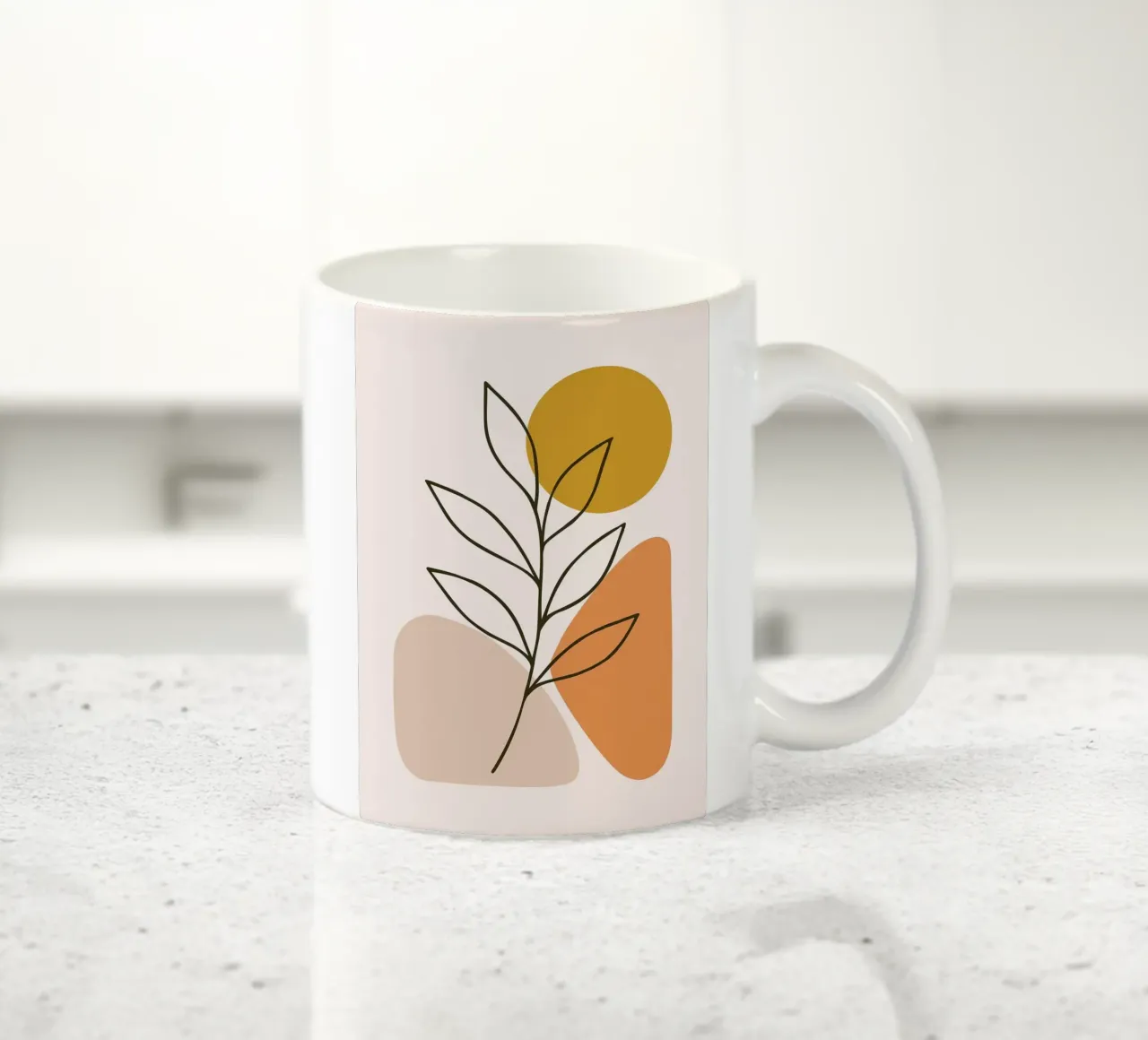 Arte botanica minimalista con forme geometriche tazza in ceramica da PosterByFly