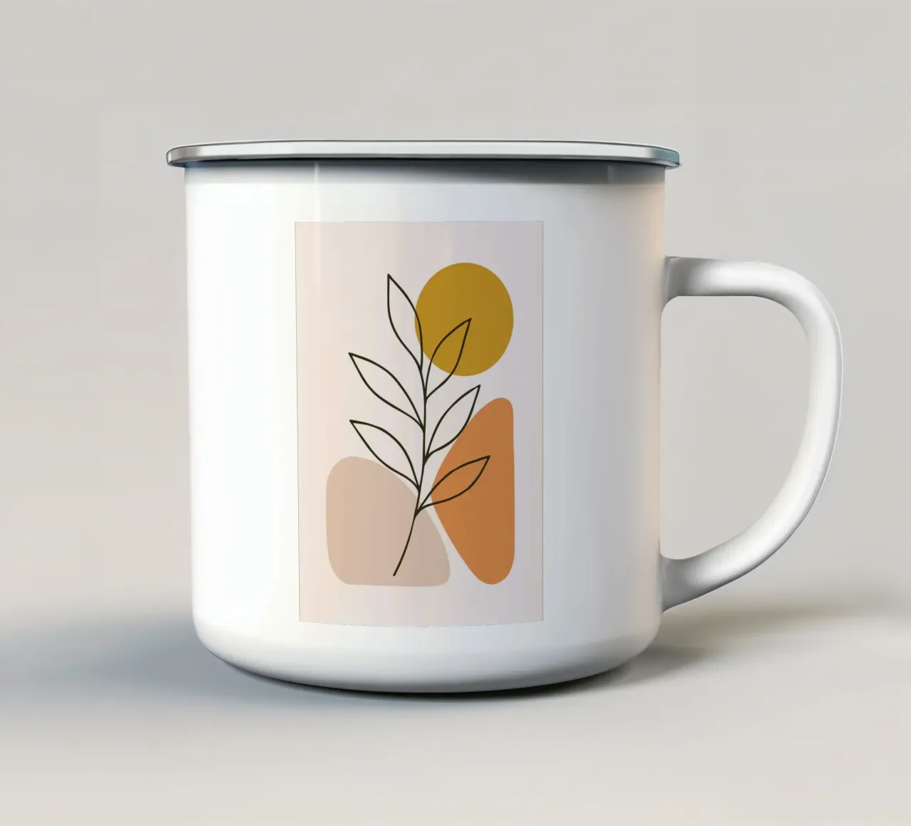 Minimalist Botanical Art with Geometric Shapes enamel mug by PosterByFly