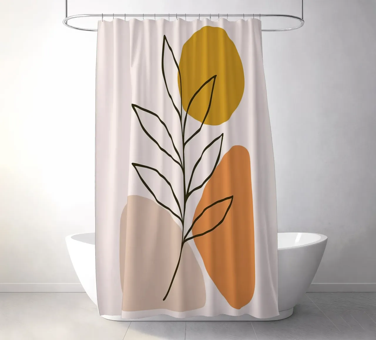 Arte botanica minimalista con forme geometriche tenda da doccia da PosterByFly