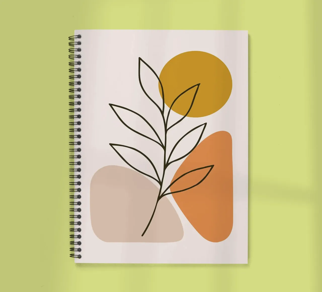 Minimalistische botanische kunst met geometrische vormen notitieboek met spiraal van PosterByFly