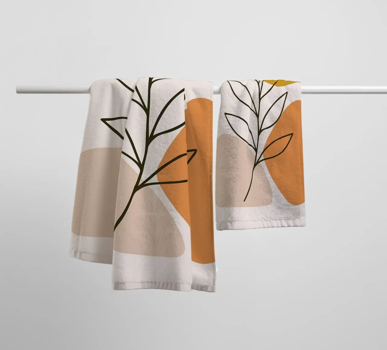 Minimalist Botanical Art with Geometric Shapes towel by PosterByFly