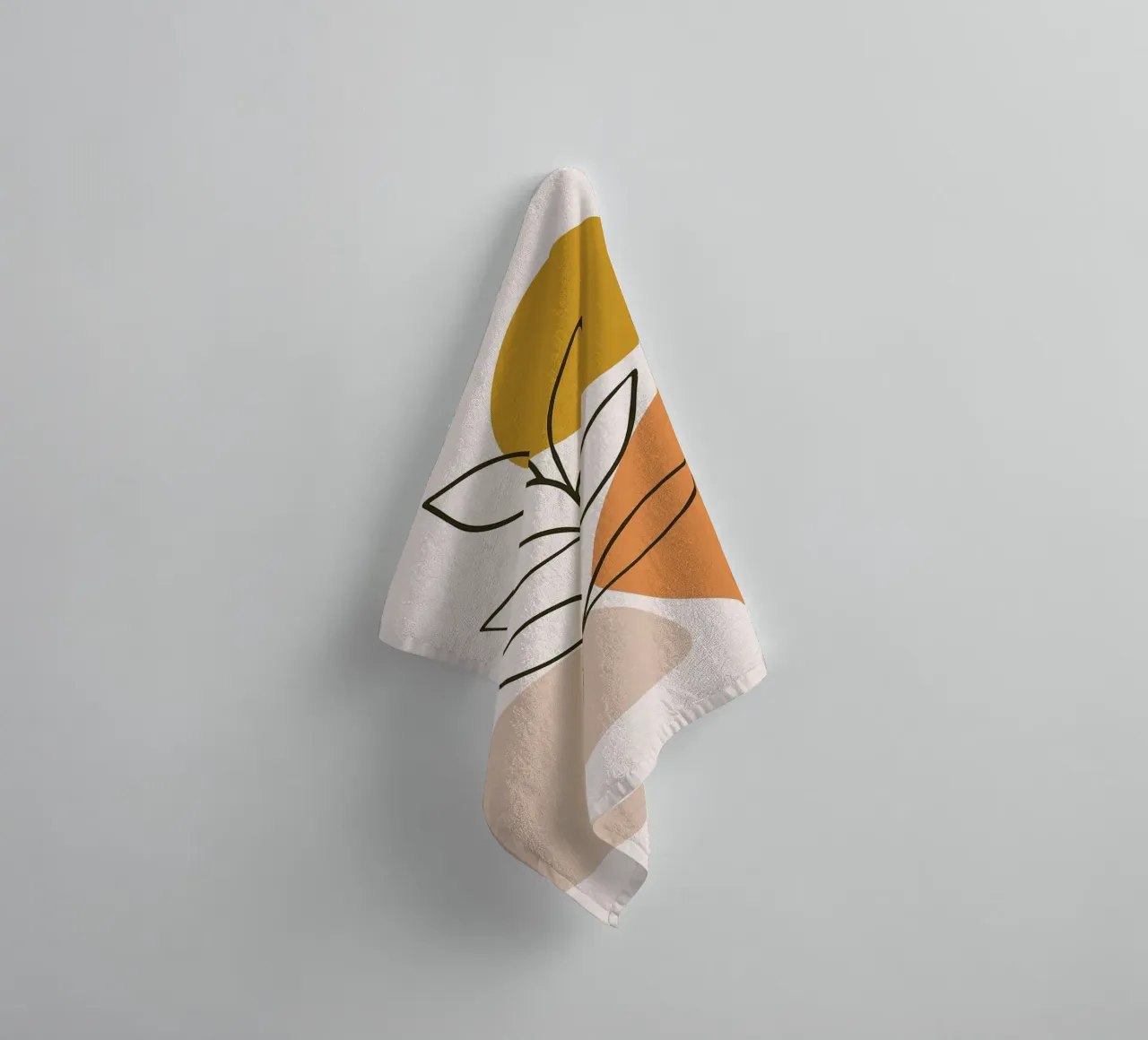 Minimalist Botanical Art with Geometric Shapes towel by PosterByFly