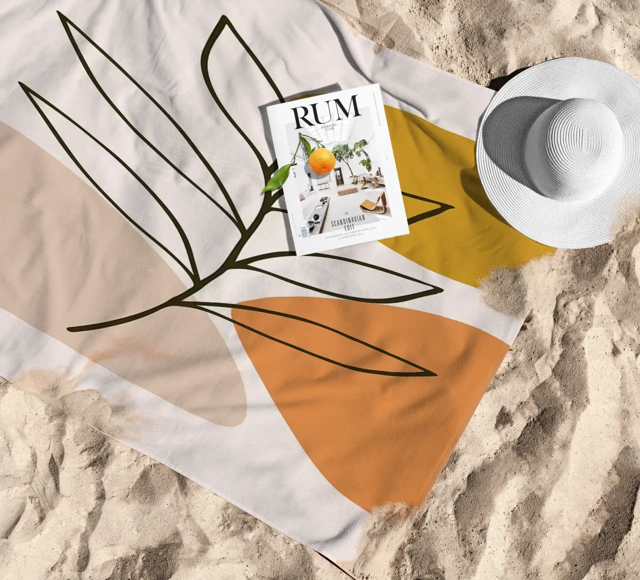 Arte botanica minimalista con forme geometriche telo mare da PosterByFly