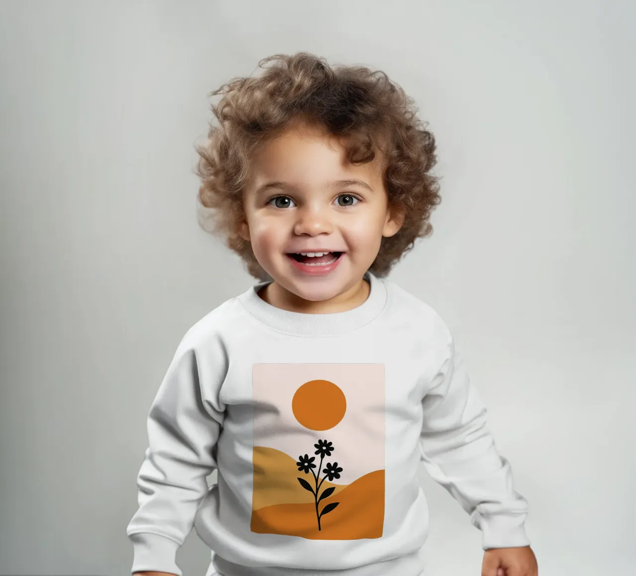 Paesaggio floreale minimalista con sole felpa neonato da PosterByFly