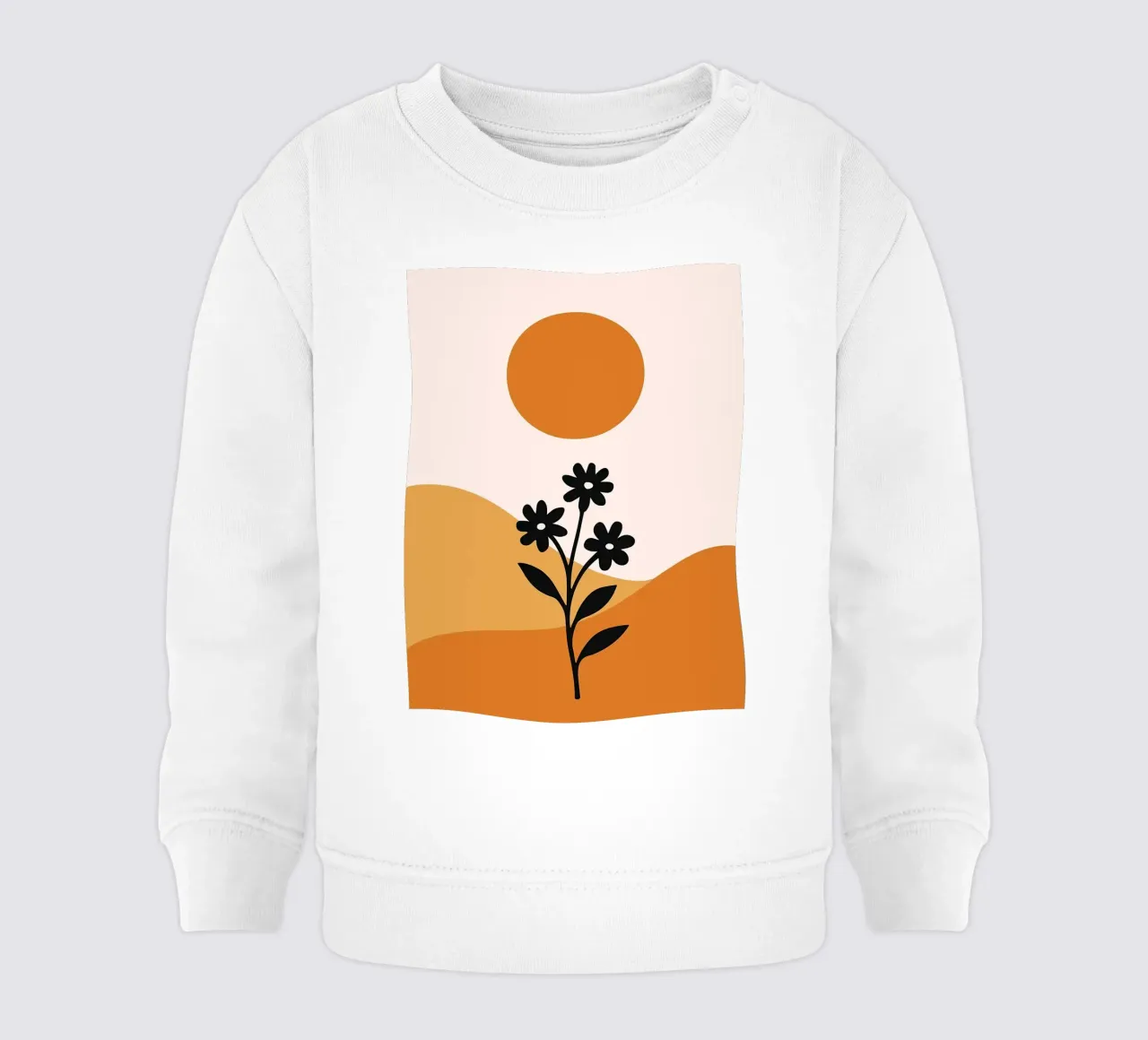 Paesaggio floreale minimalista con sole felpa neonato da PosterByFly