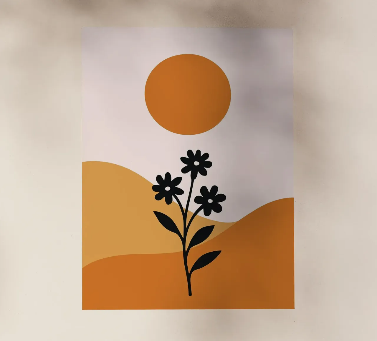 Paesaggio floreale minimalista con sole pellicola backlit da PosterByFly