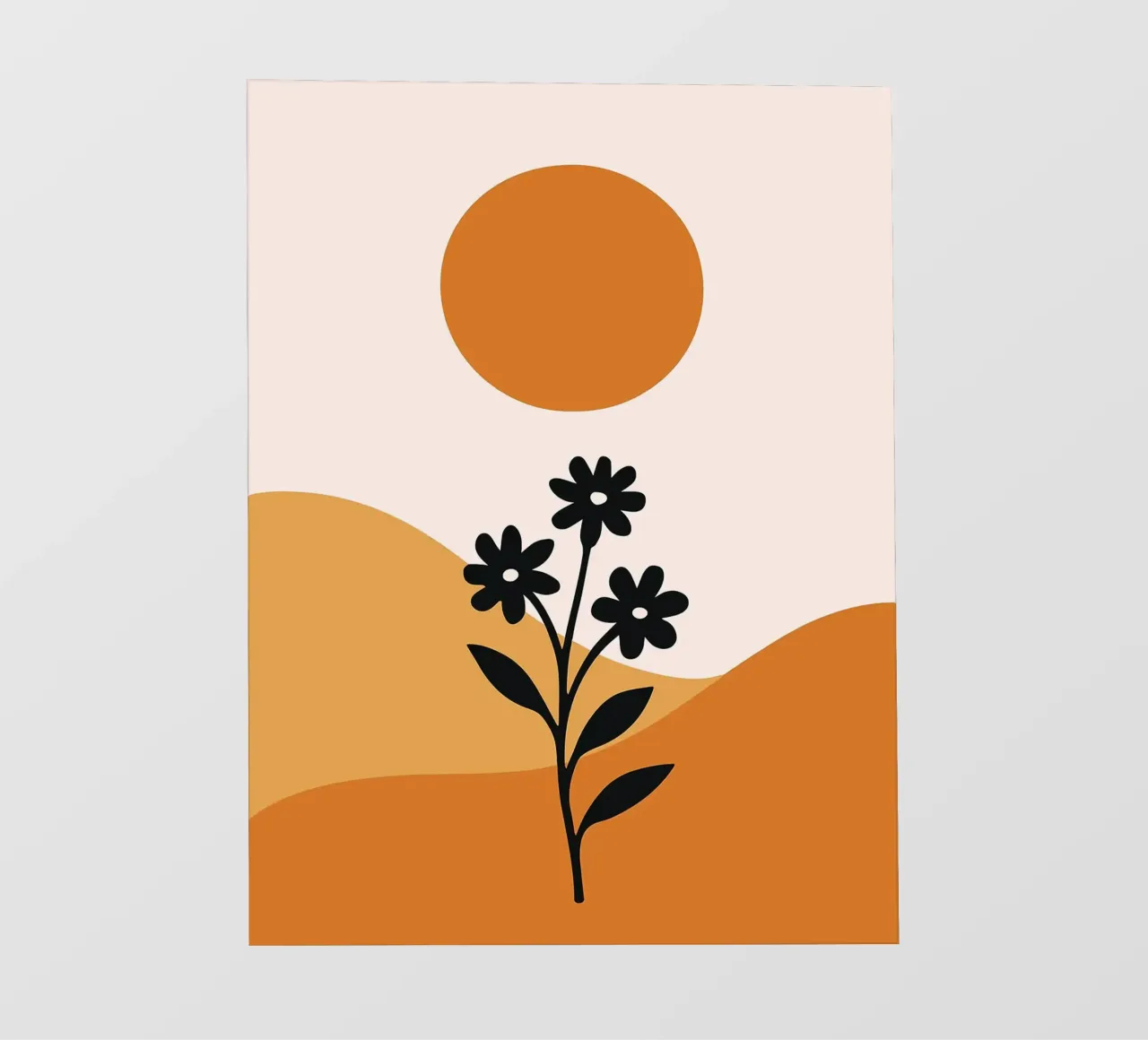 Paesaggio floreale minimalista con sole telo in pvc da PosterByFly