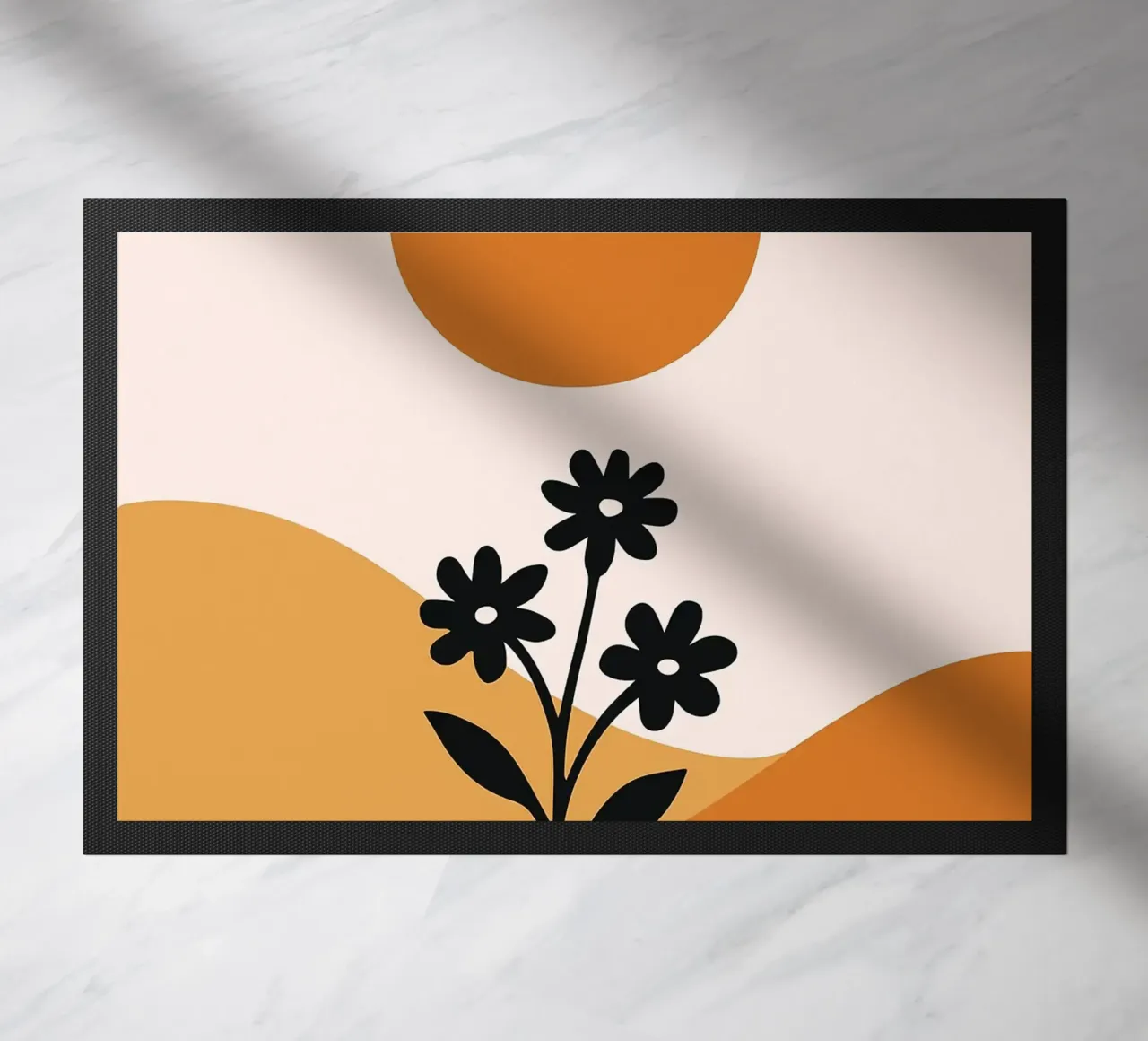 Paesaggio floreale minimalista con sole zerbino da PosterByFly