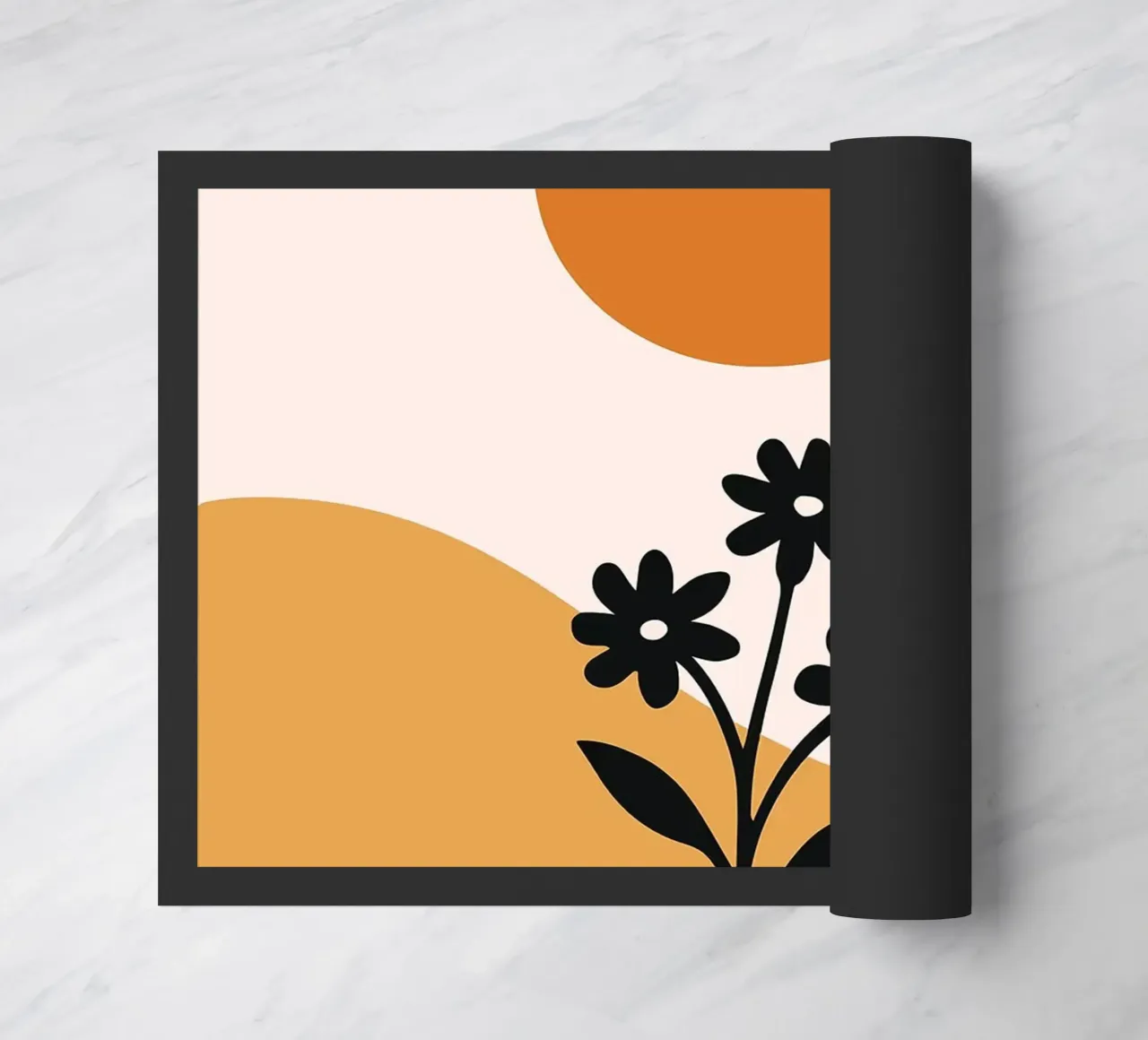 Paesaggio floreale minimalista con sole zerbino da PosterByFly