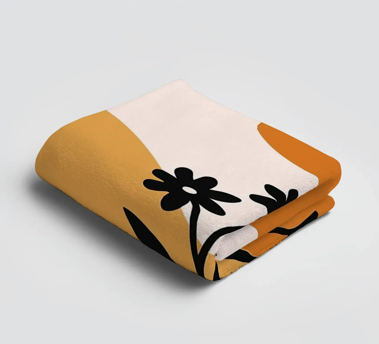 Paesaggio floreale minimalista con sole asciugamano da bagno da PosterByFly