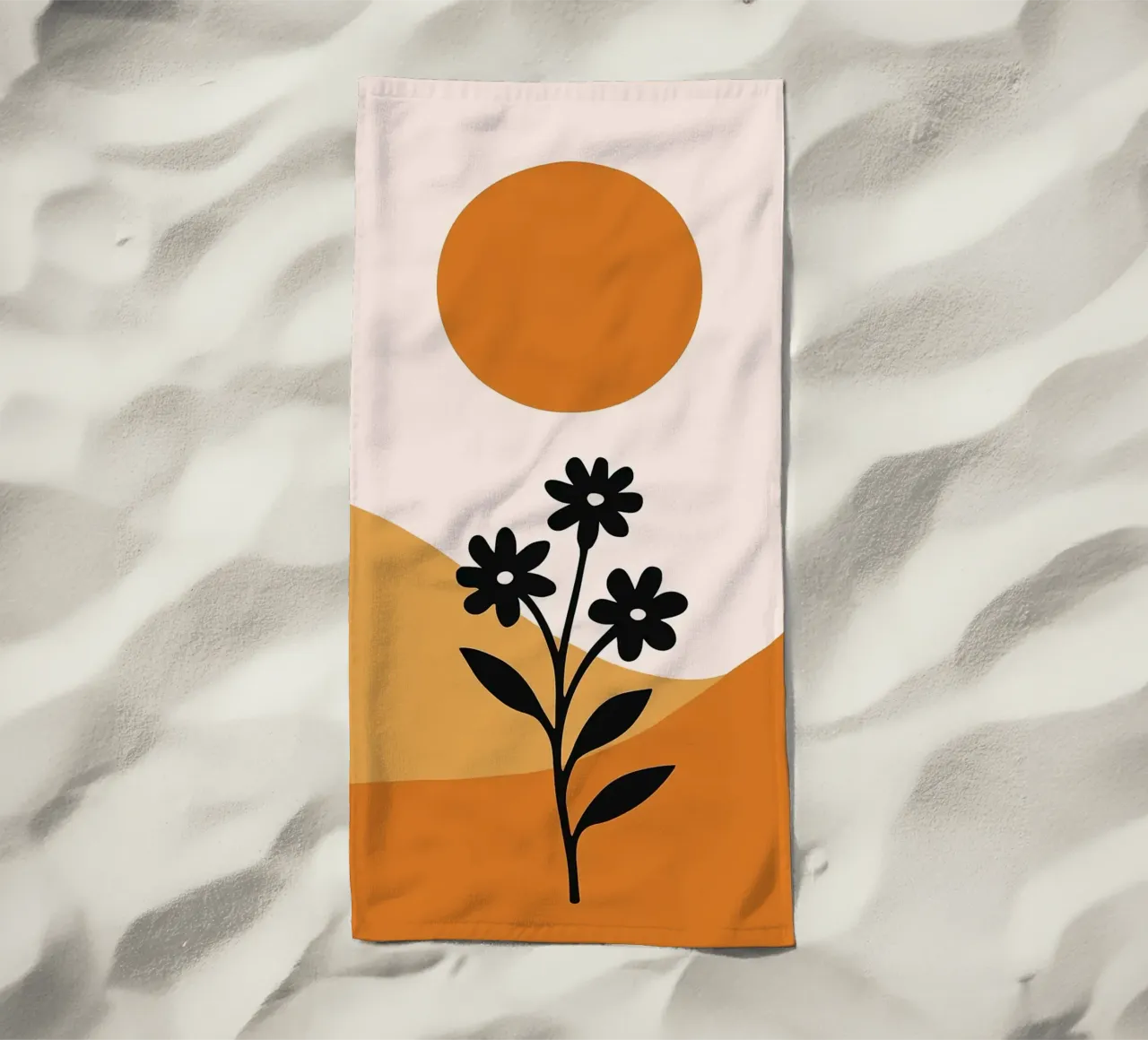 Paesaggio floreale minimalista con sole telo mare da PosterByFly