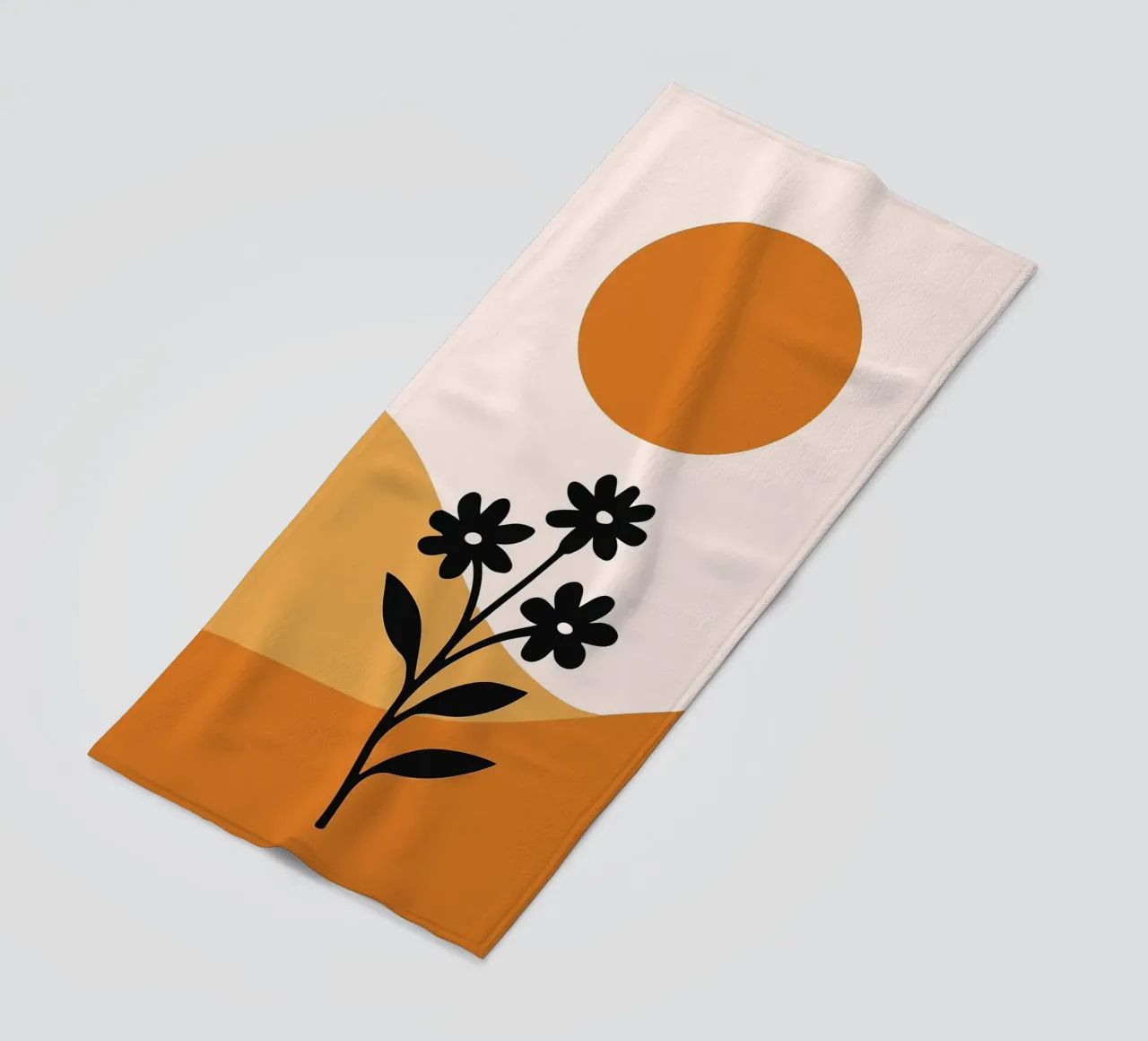 Paesaggio floreale minimalista con sole telo mare da PosterByFly
