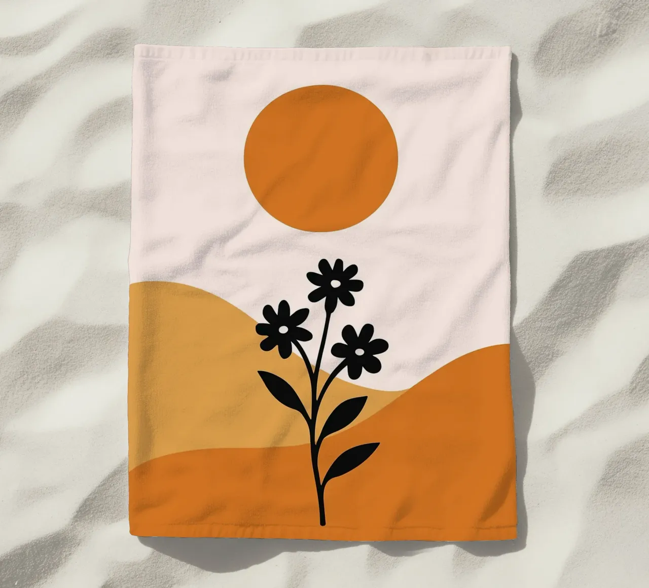 Paesaggio floreale minimalista con sole telo mare da PosterByFly