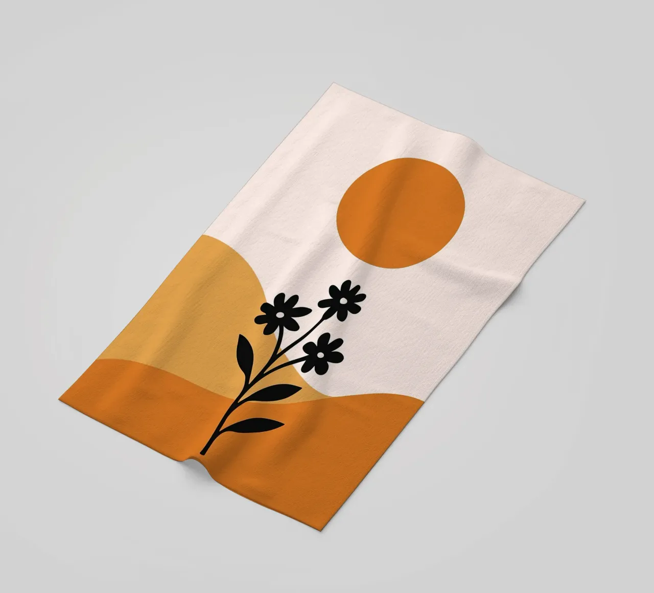 Paesaggio floreale minimalista con sole telo mare da PosterByFly