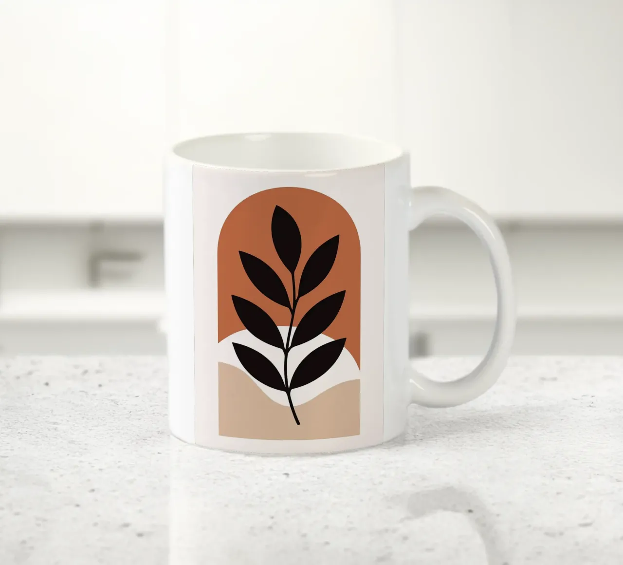 Arte vegetale minimalista con forme geometriche tazza in ceramica da PosterByFly