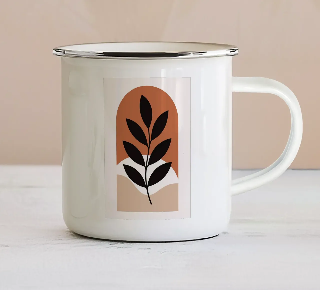 Arte vegetale minimalista con forme geometriche tazza in smalto da PosterByFly