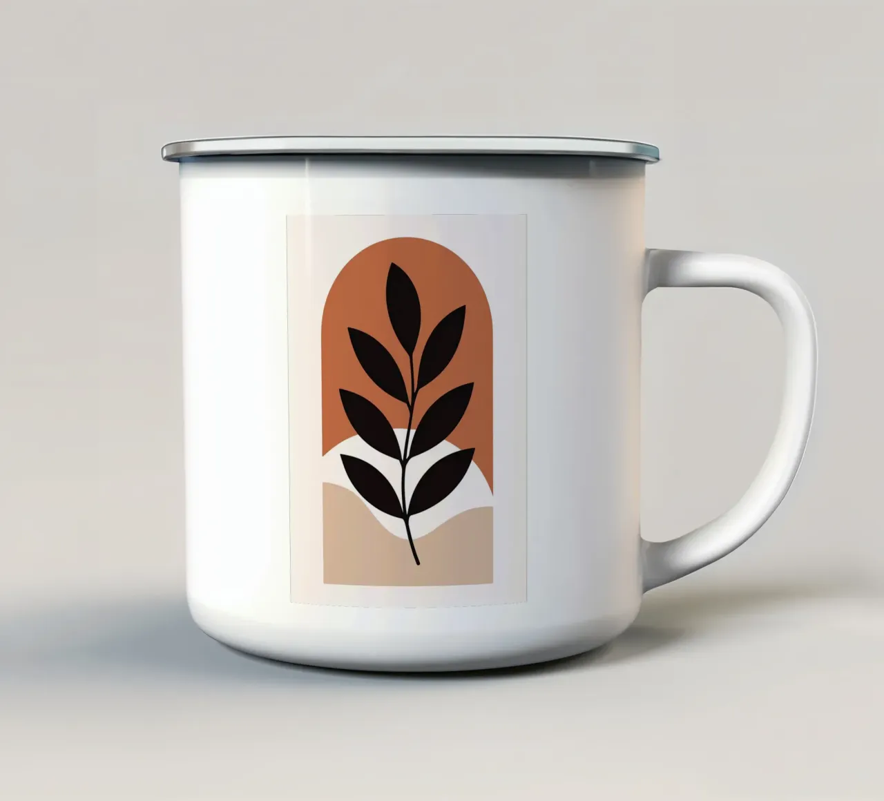 Arte vegetale minimalista con forme geometriche tazza in smalto da PosterByFly