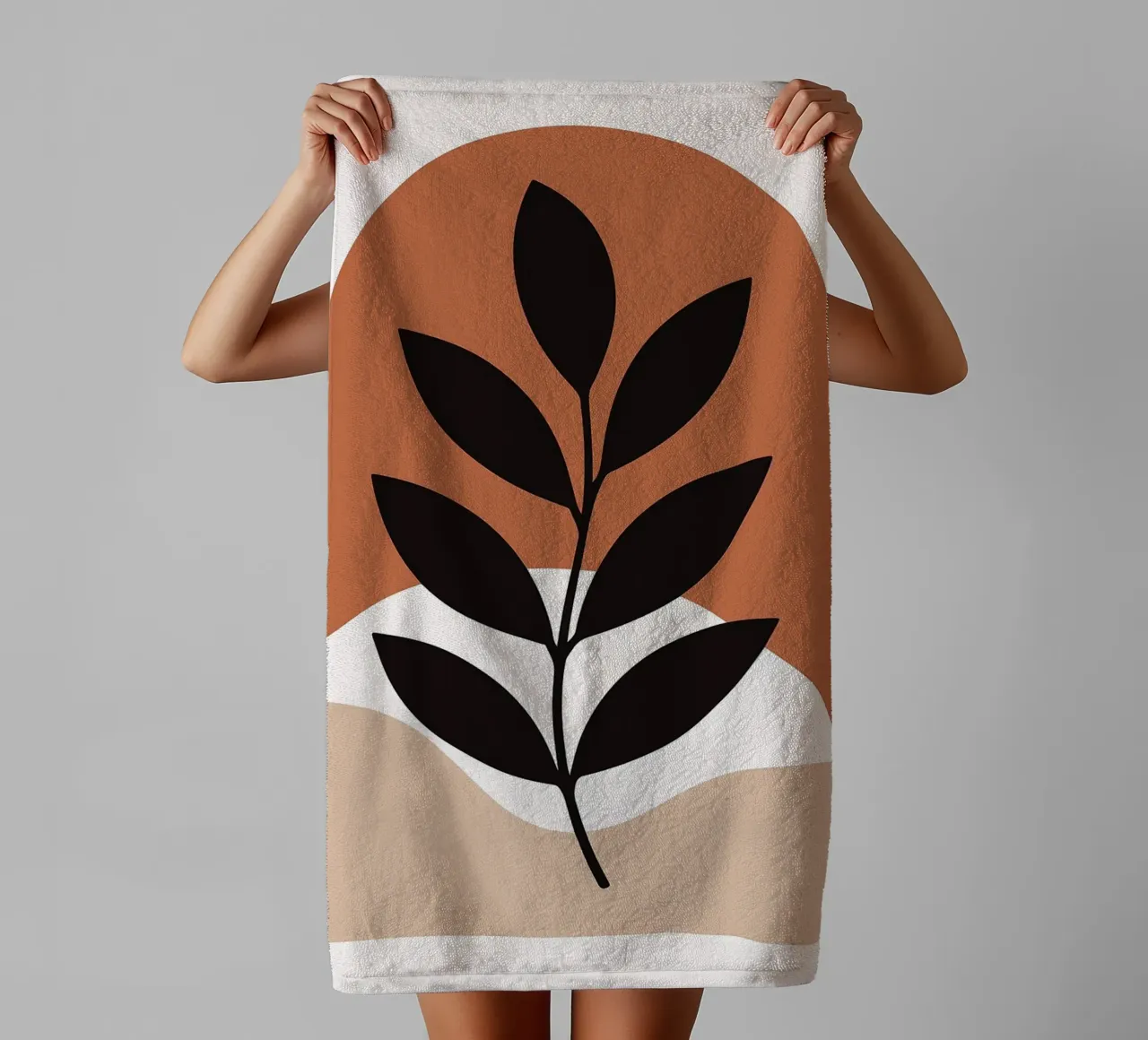 Arte vegetale minimalista con forme geometriche asciugamano da bagno da PosterByFly