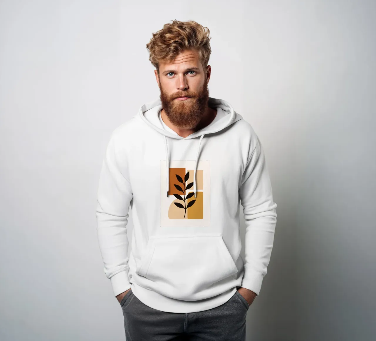 Abstrakte botanische Kunst mit geometrischen Formen Hoodie von PosterByFly