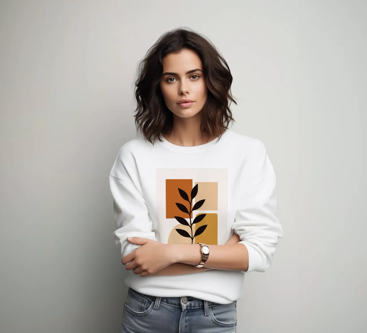 Arte botánico abstracto con formas geométricas sudadera de PosterByFly