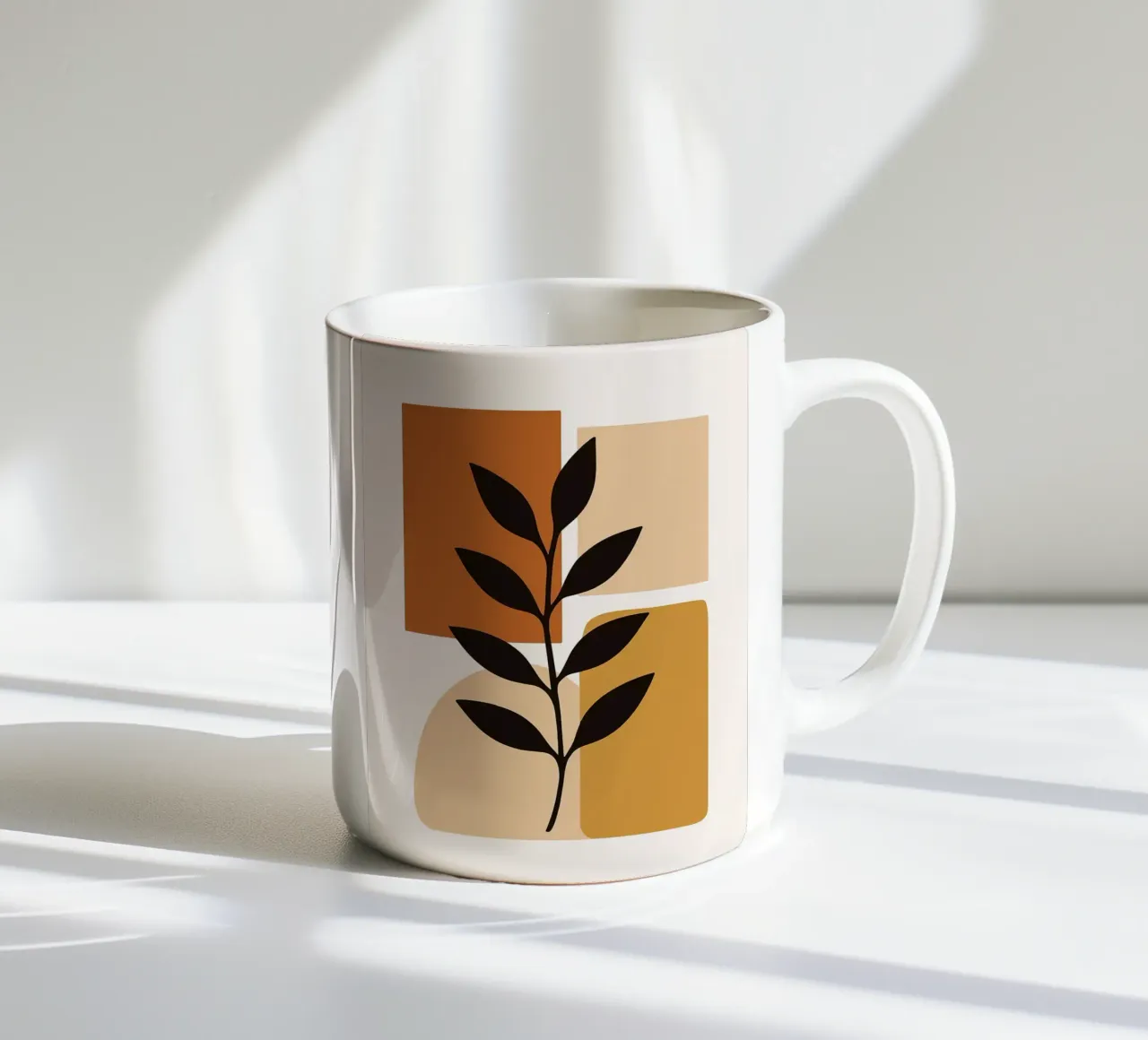 Arte botanica astratta con forme geometriche tazza in ceramica da PosterByFly