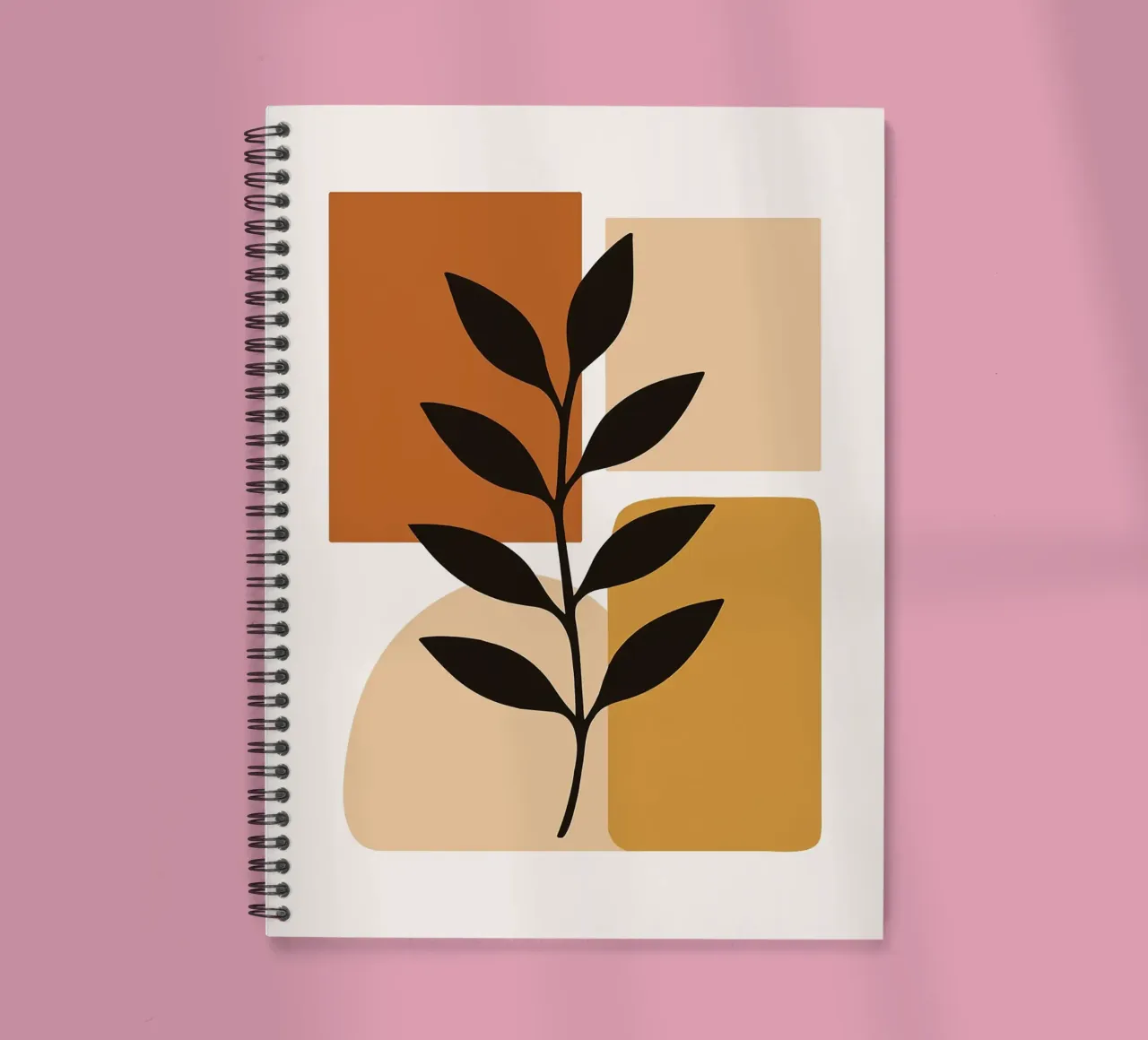 Abstract Botanical Art with Geometric Shapes spiral notebook by PosterByFly