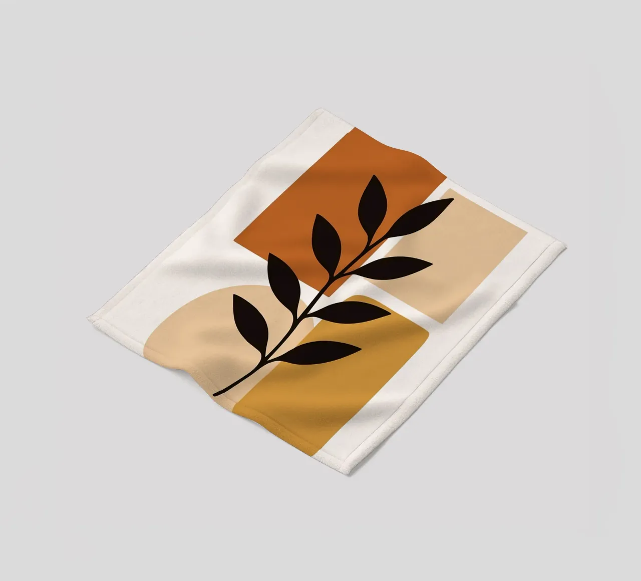 Abstract Botanical Art with Geometric Shapes fleece blanket by PosterByFly
