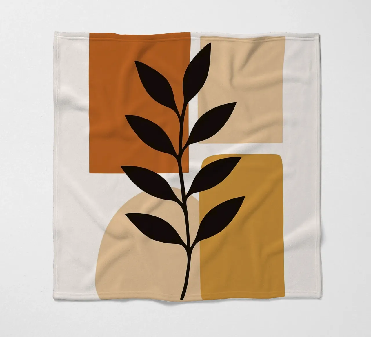 Abstract Botanical Art with Geometric Shapes fleece blanket by PosterByFly