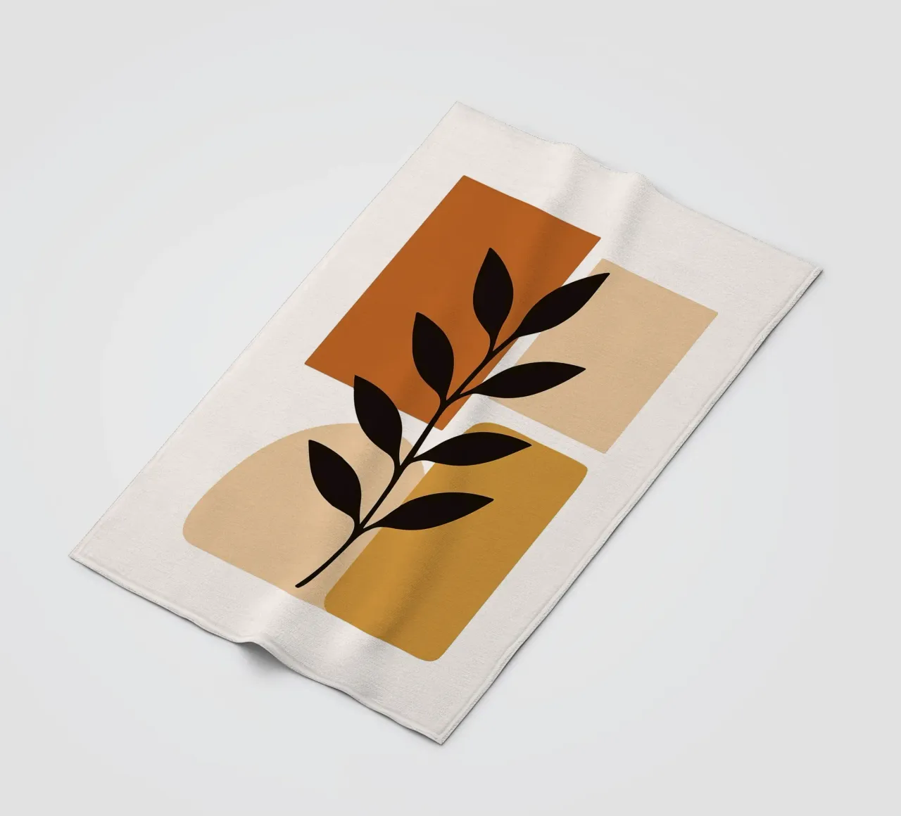 Abstract Botanical Art with Geometric Shapes fleece blanket by PosterByFly