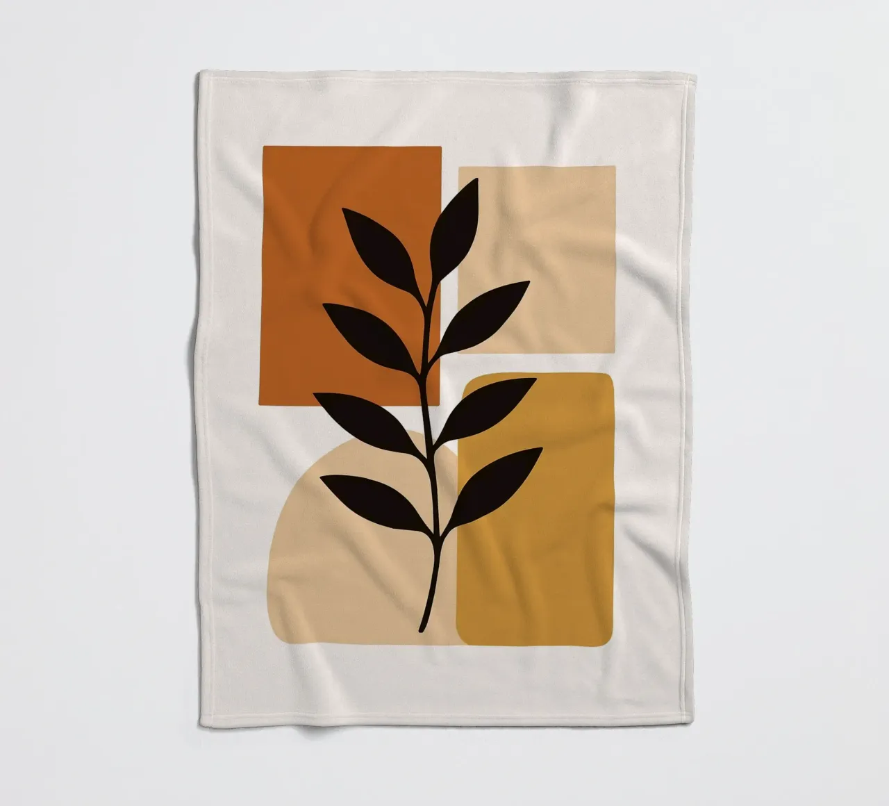 Abstract Botanical Art with Geometric Shapes fleece blanket by PosterByFly