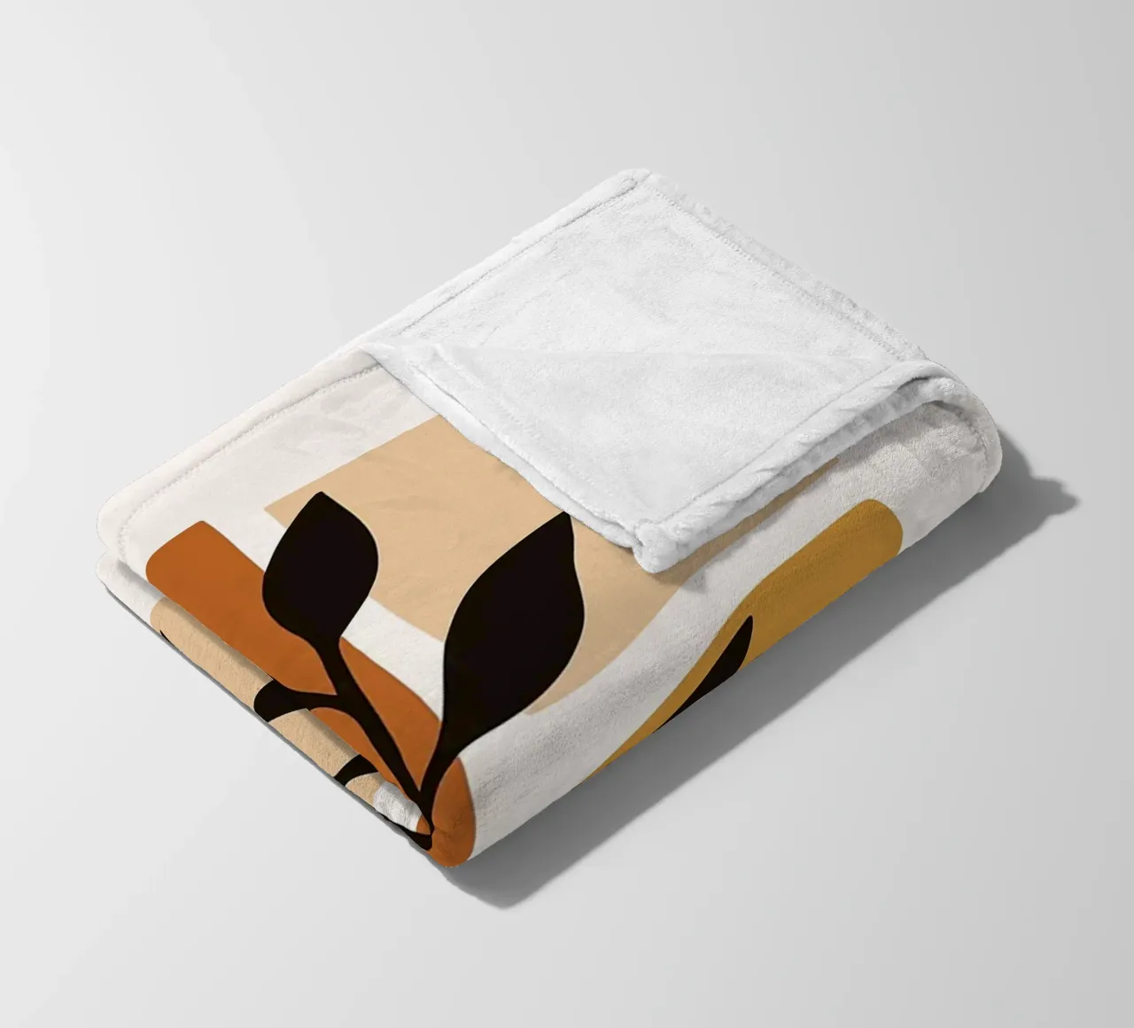 Abstract Botanical Art with Geometric Shapes fleece blanket by PosterByFly