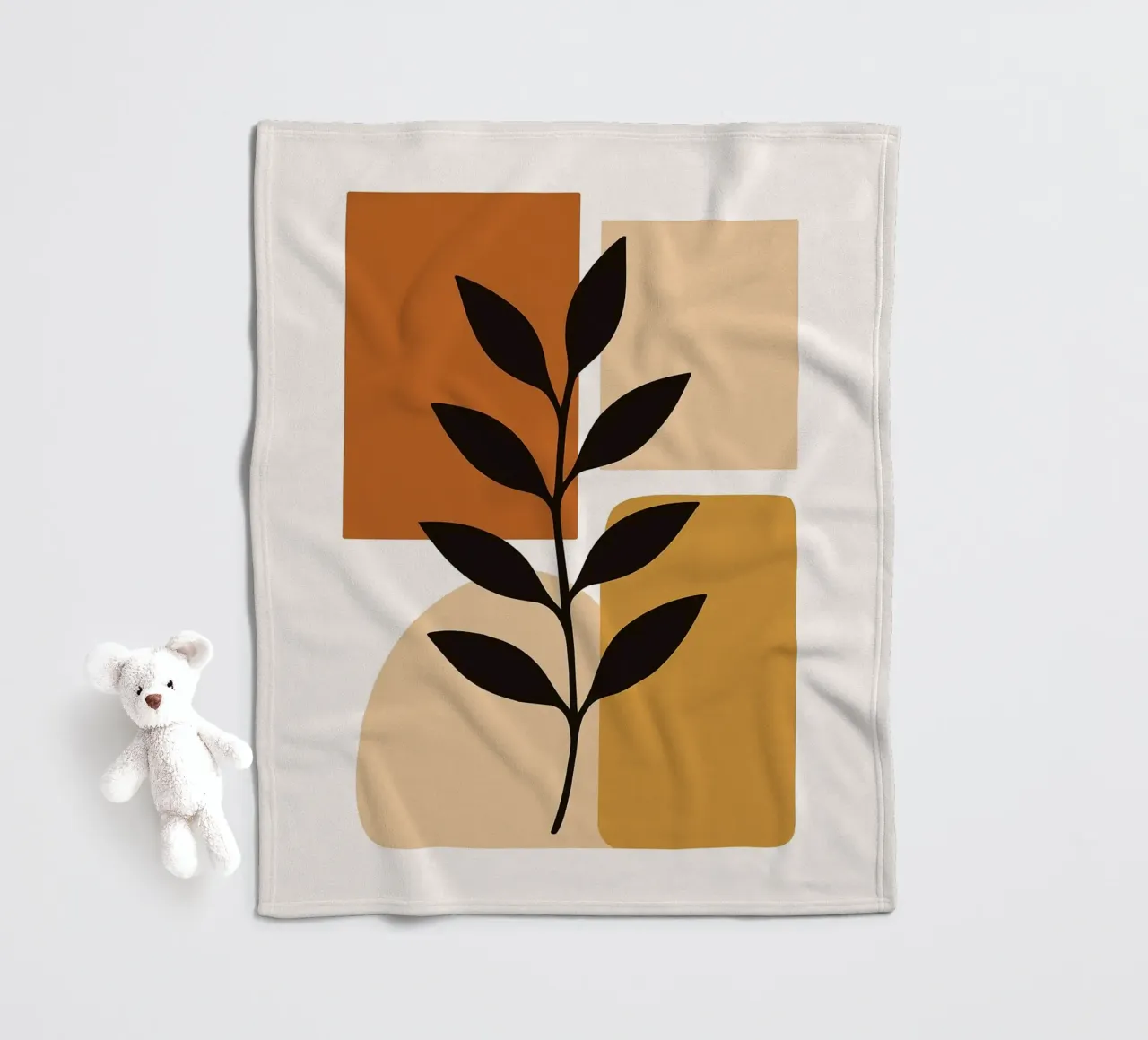 Abstract Botanical Art with Geometric Shapes fleece blanket by PosterByFly