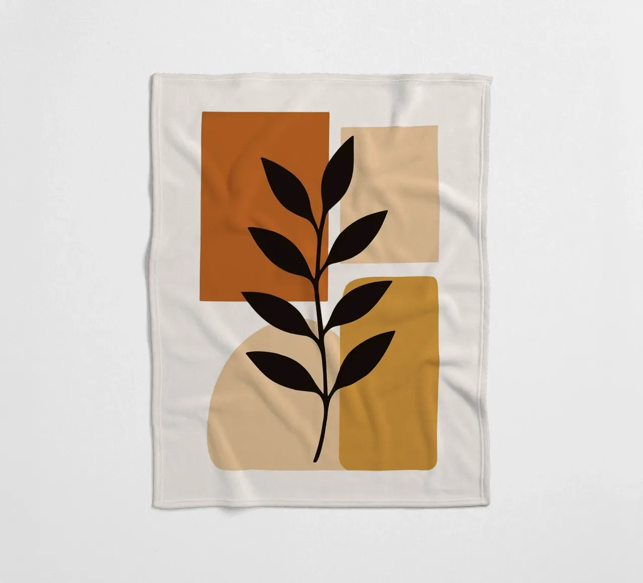 Abstract Botanical Art with Geometric Shapes fleece blanket by PosterByFly