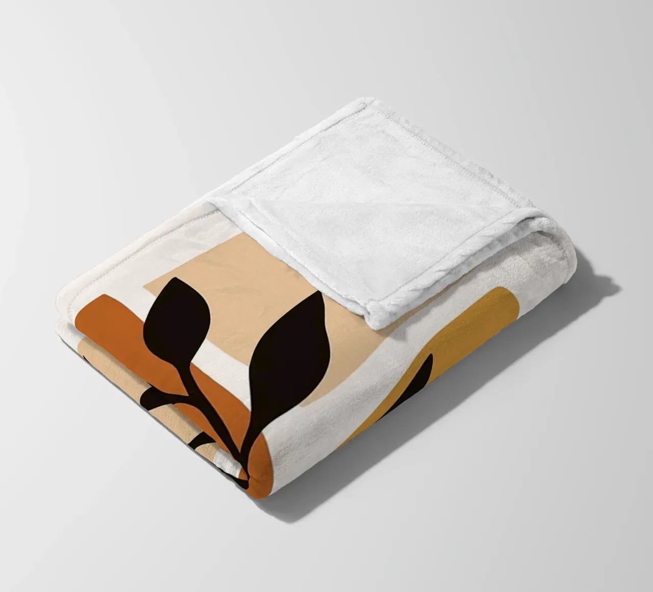 Abstract Botanical Art with Geometric Shapes fleece blanket by PosterByFly