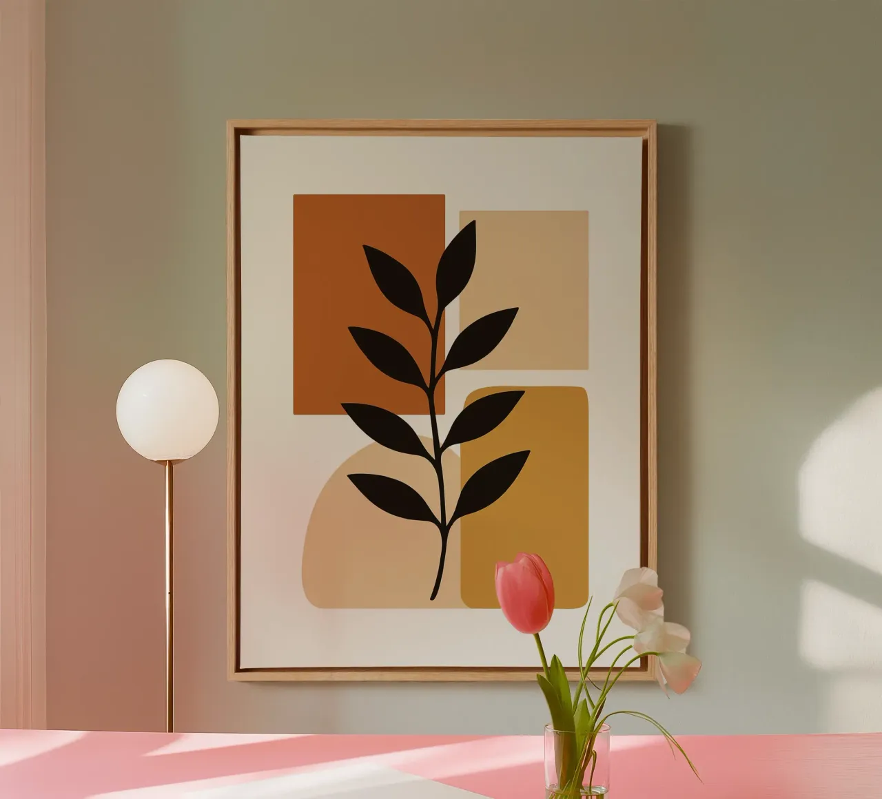 Abstract Botanical Art with Geometric Shapes canvas by PosterByFly
