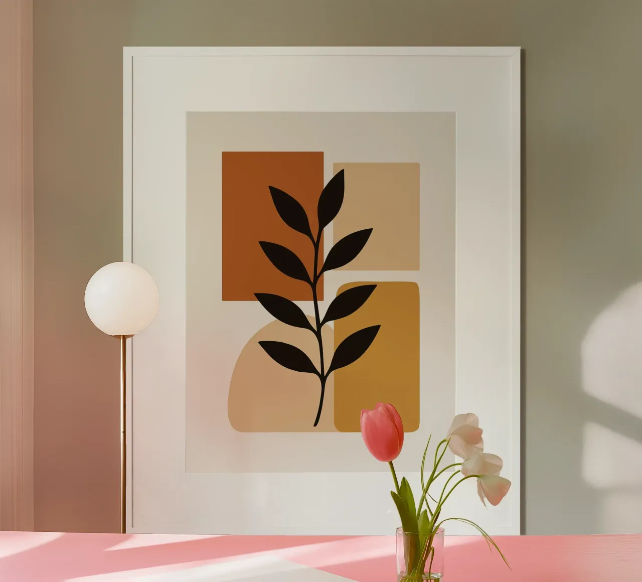 Abstract Botanical Art with Geometric Shapes hahnemühle by PosterByFly