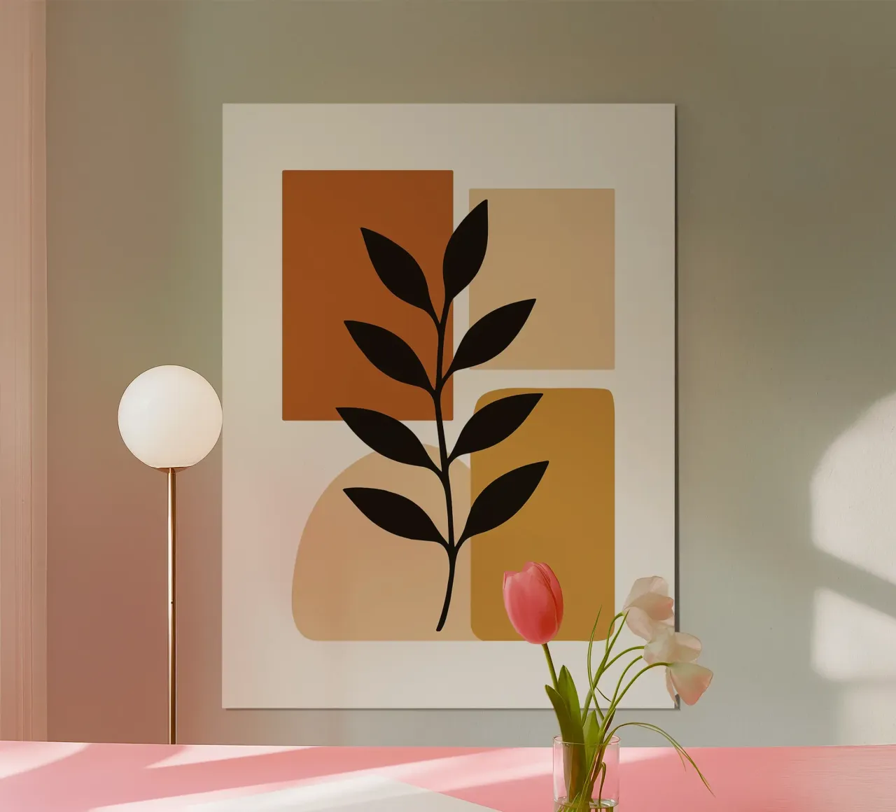 Abstract Botanical Art with Geometric Shapes hahnemühle by PosterByFly