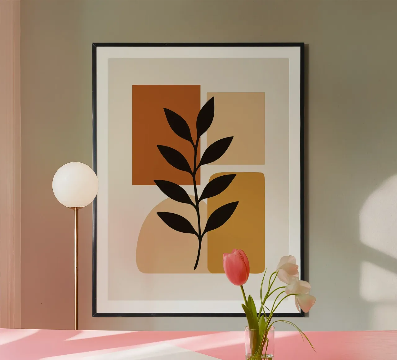 Abstract Botanical Art with Geometric Shapes hahnemühle by PosterByFly