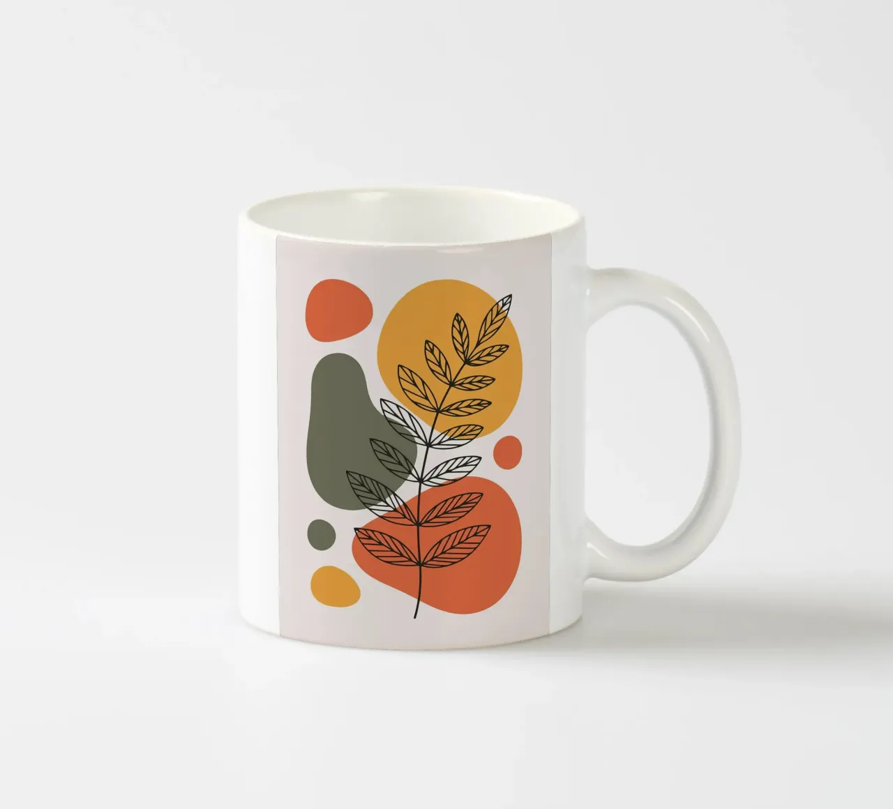 Abstracte botanische kunst met aardetinten keramische mok van PosterByFly