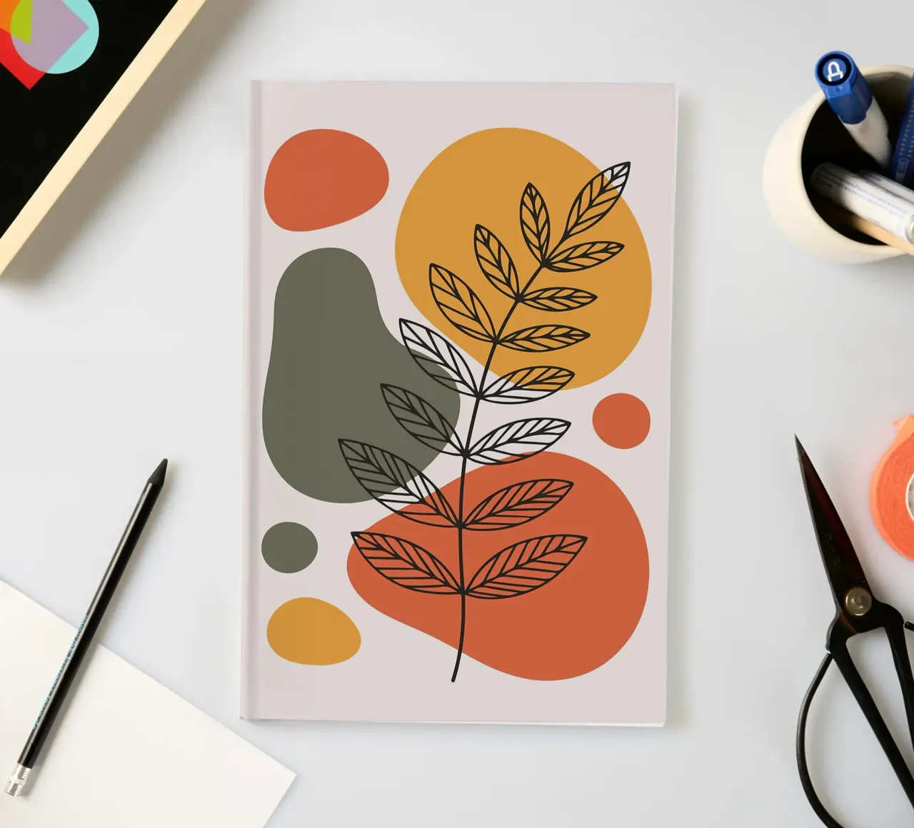 Abstract Botanical Art with Earth Tones notebook by PosterByFly
